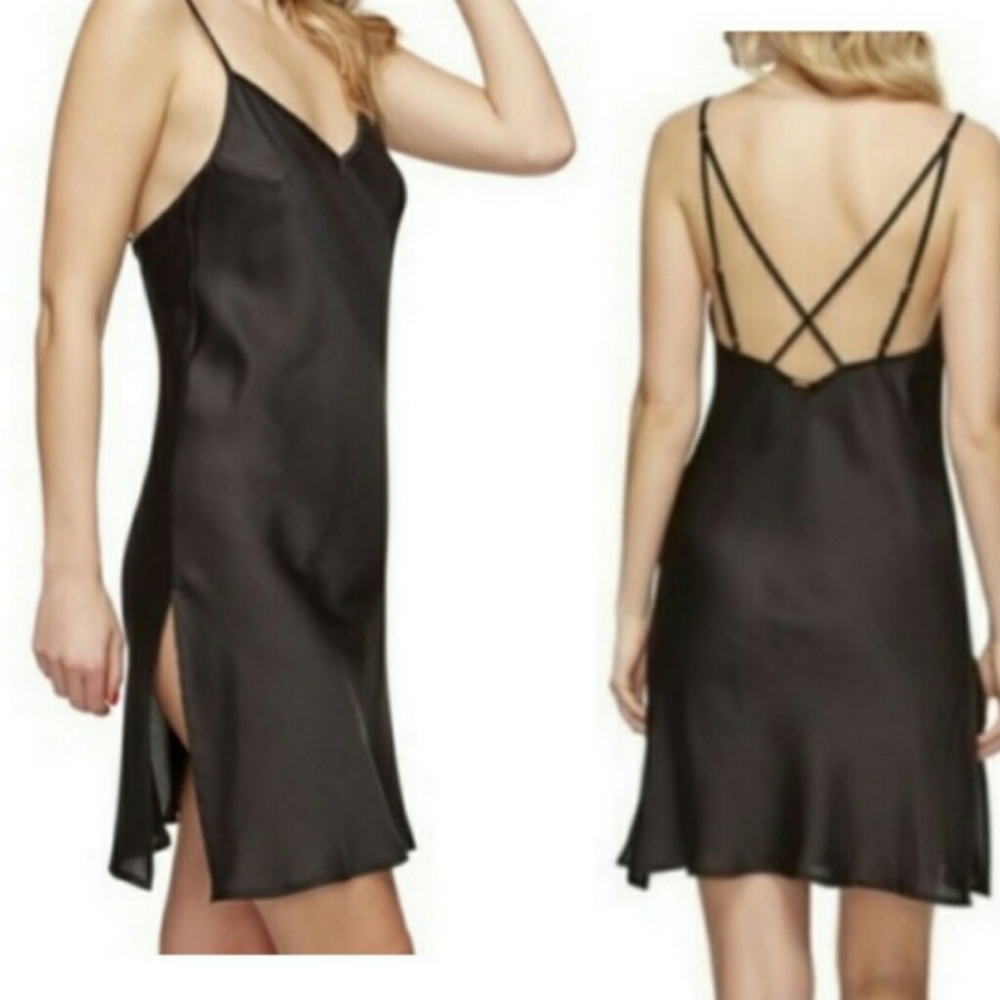 Sam Edelman Black Side Slit Strappy Chemise